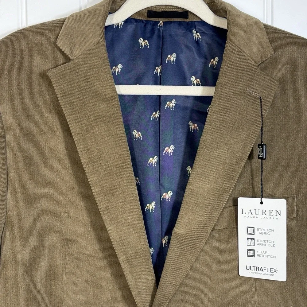 Lauren Ralph Lauren‎ Ultraflex Corduroy Sport Coat Blazer Brown 44L